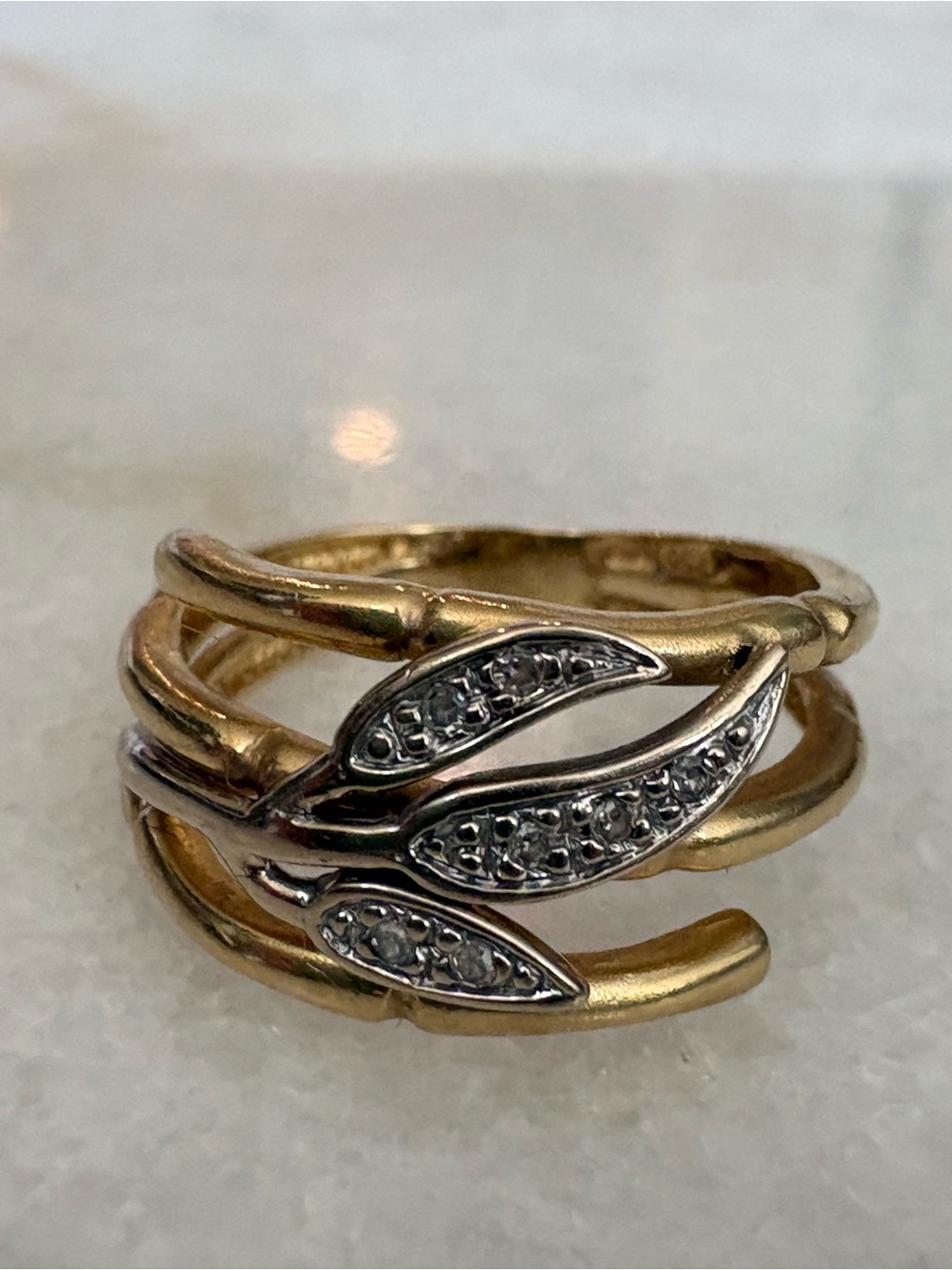 18k Pave Diamond Bamboo Ring
